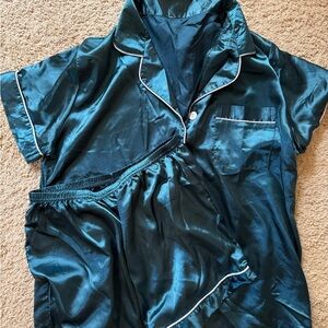 Satin Teal Pajama Set